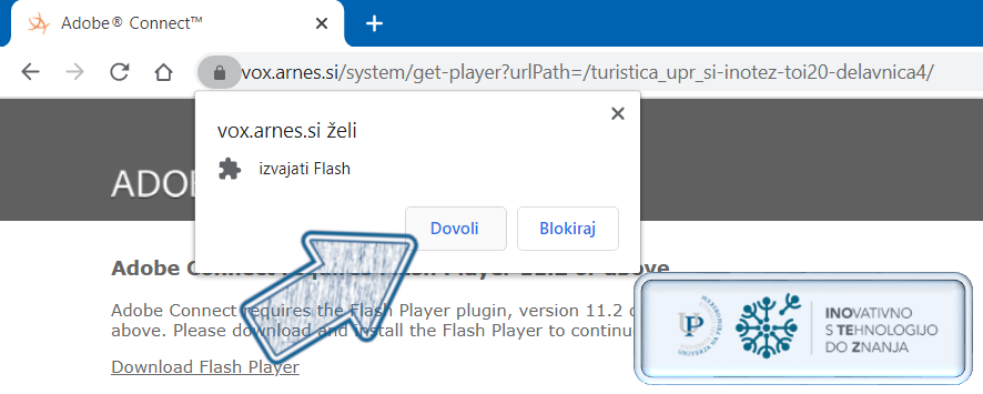 Odobrite Flash Player v Google Chrome
