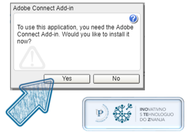 Potrditev namestitve Adobe Connect